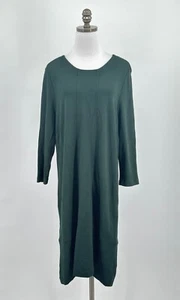 J. Jill Green Ponte Stretch Scoop Neck 3/4 Sleeve Midi Tunic Dress Sz XL - Picture 1 of 8