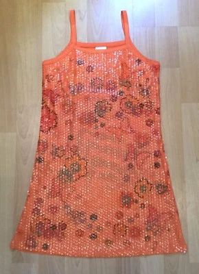 Vestido Floral Xhilaration Naranja Lentejuelas Piscina Cubrir Niñas Talla 6 Foto 1 de 4