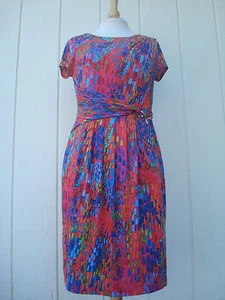 Neu Ellen Tracy mehrfarbiges goldfarbenes Damenkleid mit Flügelärmeln Größe 8 - Bild 1 von 9