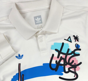 Adidas Skateboarding Helas White Long Sleeve Polo Mens Sz S Abstract Logo