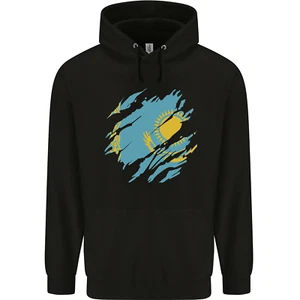 Torn Kazakhstan Flag Kazakh Day Football Childrens Kids Hoodie - Picture 1 of 88