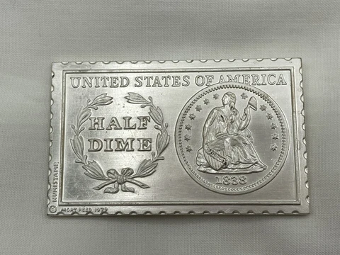 1838 U.S.A. 1/2 Half Dime Numistamp Medal LOW #413, ALL MY LISTS, 1979 Mort Reed Cover