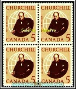 CANADÁ 1965 CANADIENSE WINSTON CHURCHILL COMO NUEVO CARA FV 20 CENTAVOS MNH RARO BLOQUE DE SELLOS - Imagen 1 de 2