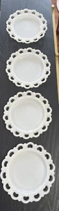 4 Vtg Anchor Hocking Milk Glass Old Colony Scallop Open Lace Edge 8” Plates UNK - Picture 1 of 5