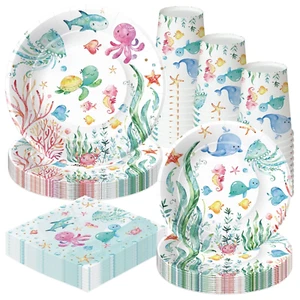 Ocean under the Sea Party Decorations Dinnerware for Birthday Baby Shower, Oc... - Picture 1 of 7
