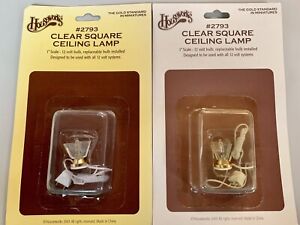 HOUSEWORKS #2793 12V Clear Square CEILING LAMPS 1:12 Dollhouse Miniature Lights