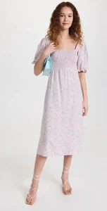 Vestido Midi Sokie Collective Lila Floral Calado Coqueta Manga Abullonada XL - Imagen 1 de 8