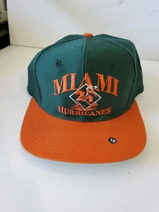 The Signatures Miami Hurricanes Snapback Hat Orange Bill Green Hat - Picture 1 of 9