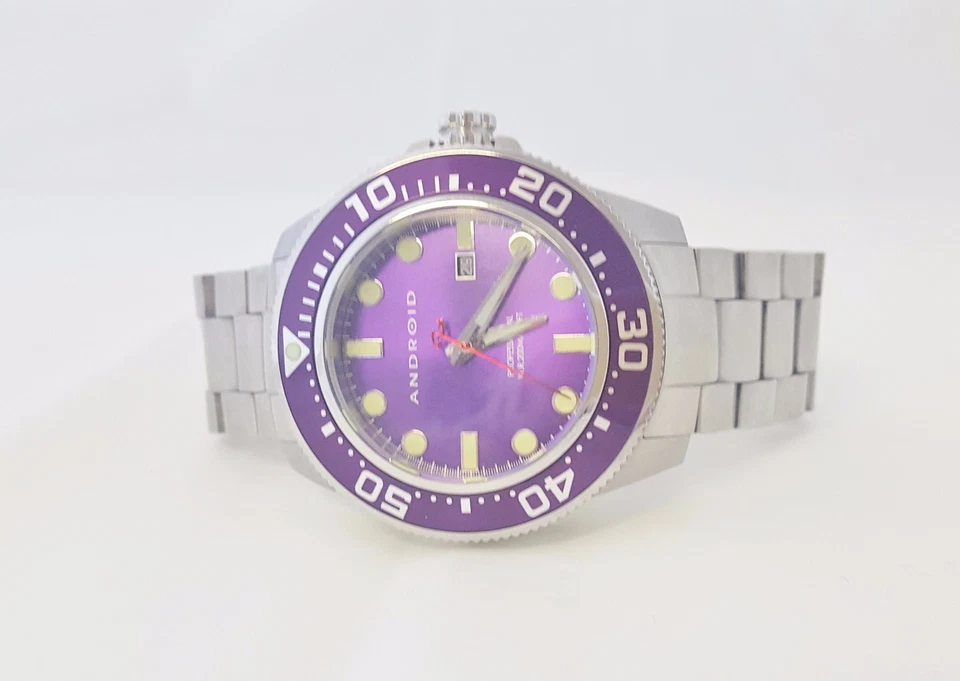 Reloj Android Acero Inoxidable Sólido Cuarzo Divemaster 200 AD765 (Esfera Púrpura) Foto 1 de 1