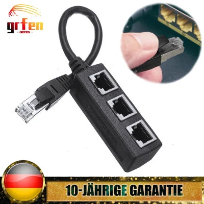 RJ45 Ethernet Splitter Adapter 1 auf 3 Netzwerkverteiler Extender Kabel LAN - Bild 1 von 4