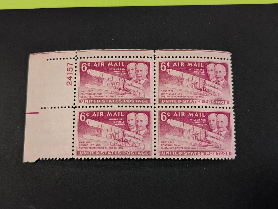 Air Mail Wilbur and Orville Wright U.S. Postage 6 Cents Block of 4 Unused - Image 1 of 1