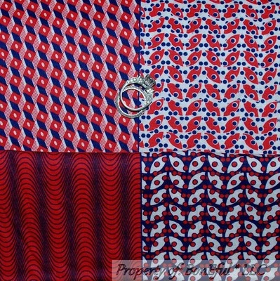 BonEful Fabric BTHY Cotton Quilt Red White Blue Dot American Calico Print Blend - Image 1 of 4