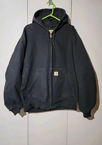 Vintage Carhartt J131-BLK Black Hooded Work Wear Jacket Size XL Regular MADE USA - Bild 1 von 8