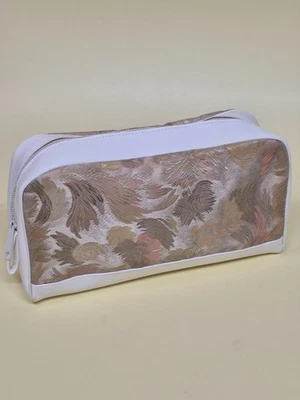 Bolso de Maquillaje Avon Vintage de Amity Blanco/Dorado Floral Foto 1 de 3