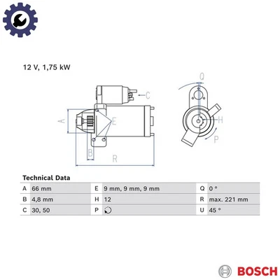 STARTER 0 986 025 510 FOR BMW 3/G1/G0/F90/Gran/Turismo/F4/F6/Convertible/F8/F2 - Image 1 of 4