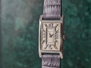Waltham Tank Platinum Diamond Indices And Numerals Art Deco - Picture 1 of 8