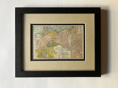 Mapa IMPERIO ALEMÁN 1899 con inserto del río Rin enmarcado con doble tapete VER DESCRIPCIÓN Foto 1 de 4