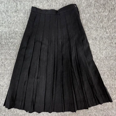 Falda plisada vintage Appleseeds para mujer 4 lana negra línea A midi cremallera lateral EE. UU. Foto 1 de 4