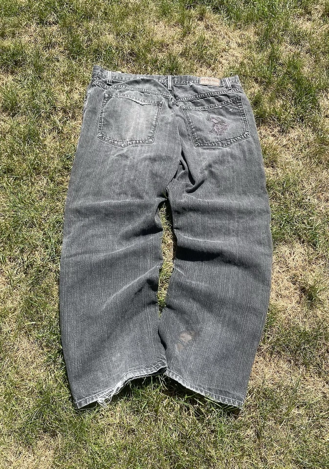 Pantalones de mezclilla vintage de Estados Unidos Polo Assn para hombre 38x30 holgados grunge Y2K gris carbón negro Foto 1 de 4