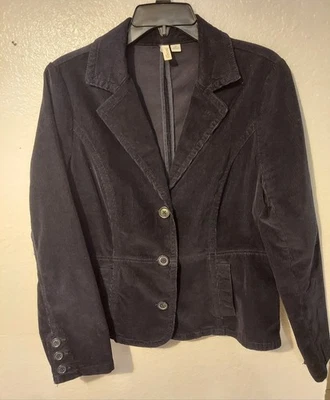 Blazer de pana con botones St. John's Bay para mujer pequeño grande con bolsillos azul marino Foto 1 de 4