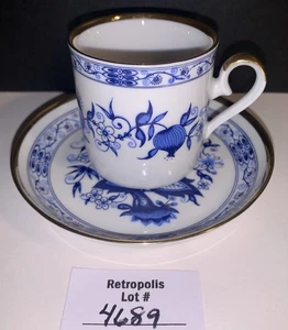 Royal Franconia Blue Onion Demitasse Cup & Saucer Danbury Mint - Picture 1 of 14