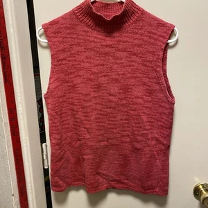 Suéter Pendleton Sin Mangas Mediano Simulado Cuello Alto Rosa Rojizo - Imagen 1 de 8