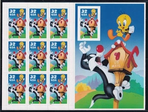 1998 Sylvester & Tweety Sc 3205 MNH Looney Tunes Cartoon Imperforate Pane - Picture 1 of 1