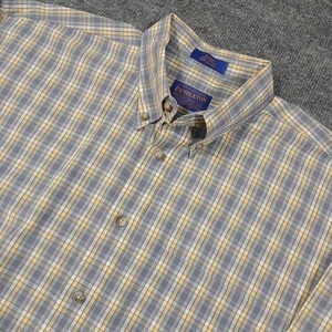 Pendleton Button Down Hemd Herren Large Langarm blau gelb kariert Outdoor - Bild 1 von 10