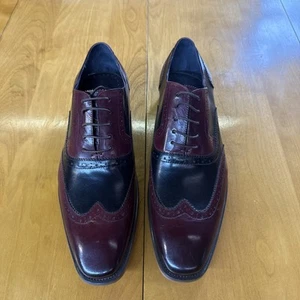 Asher Green Wingtip Oxfords Black Red Burgundy Leather Lace Up Dress  Men's 12 - Picture 1 of 13