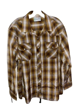 Men’s Haband Quality & Comfort Western Shirt Pearl Buttons Brown-Tan - Image 1 of 3