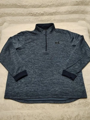 UNDER ARMOUR 1/4 ZIP PULLOVER FLEECE JACKET MENS SZ XL BLUE COLD GEAR — 第 1/4 张图片