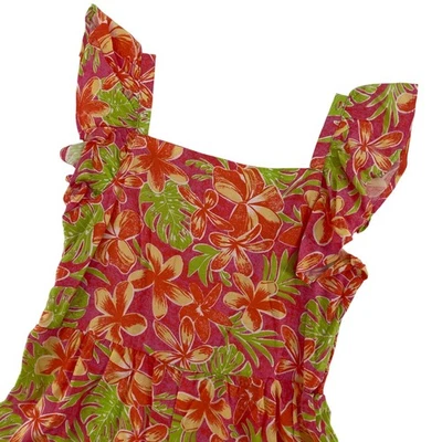 NEW Tommy Bahama Girls Dress Size 6 Pink Green Floral Sleeveless Smocked Summer - Image 1 of 4