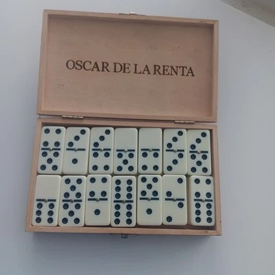 Vintage Oscar De La Renta Dominoes Set of 28 In Wooden Box  - Image 1 of 4