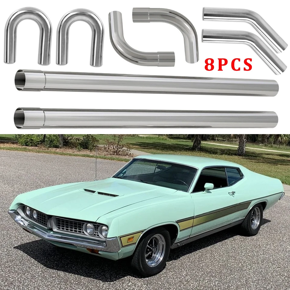 Kit de mandril de tubo de escape de 2,5" curva recta de acero inoxidable para Ford Torino GT 1968-76 Foto 1 de 4