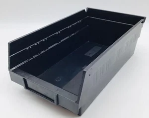 ULine S-13397 Plastic Shelf Bins Black 7" x 12" x 4" - LOT of 10 - Picture 1 of 2