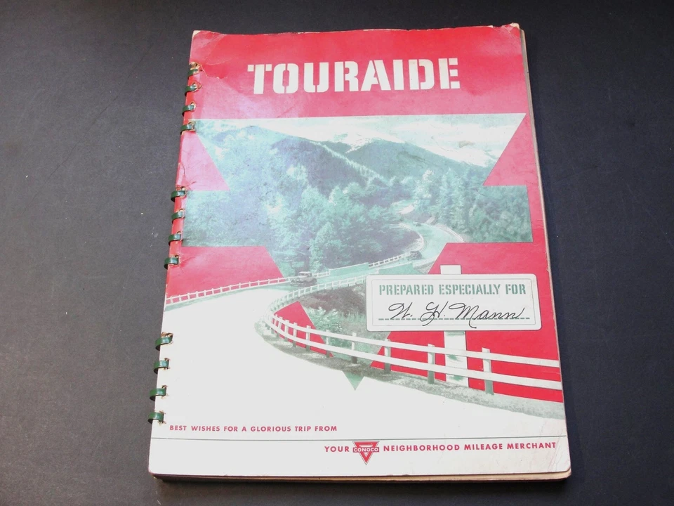 Conoco Oil Co.-Gas/Oil Ads-Touraide Travel Guide Maps-1946 Spiral Bound Booklet. - Image 1 of 4