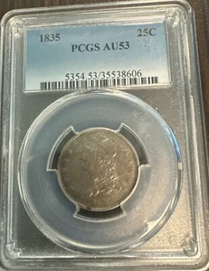 1835 CAPPED BUST 25C PCGS AU53 - Picture 1 of 4