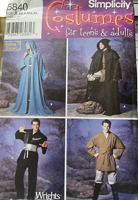 Star Wars, Jedi Tunic,Halloween Cloak Simplicity 5840 Sewing Pattern - Image 1 of 2