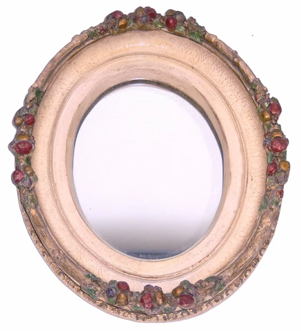 Vintage Carved Fruit Picture Frame Ornate Mirror OVAL High Relief Cover