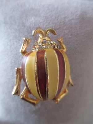 BROCHE SCARABEE, ORNEE DE STRASS. - Photo 1/4