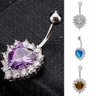 Drop Piercing Body Navel Bars Heart Button Belly Crystal Ring Barbell Bar Dangle