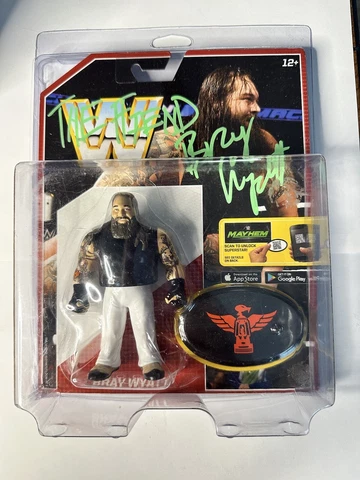 WWE Mattel Retro Bray Wyatt “The Fiend” Autographed Figure W/Protector WWF MOC Cover