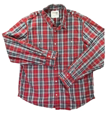 Camisa Urban Pipeline Para Hombres XXL 2XL Roja a Cuadros Manga Larga Skate Grunge Western Foto 1 de 4
