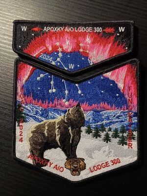 Montana Council Apoxky Aio 300 2024 NOAC Fundraiser patches Red Flap and Bottom - Image 1 of 4