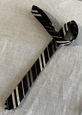 vintage 60s necktie skinny STRING 1 3/8"  SILK L.S.  AYRES nos - Image 1 of 4