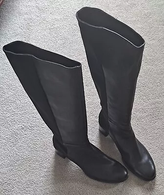 Botas hasta la rodilla de cuero negras ECCO con panel trasero elástico talla 10 totalmente nuevas  Foto 1 de 4