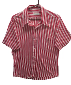 VTG Mens Maxino California Red White Stripe Rockabilly Retro Atomic Shirt Sz M L - Picture 1 of 12