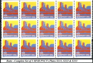 Butte W/A Type Complete Set 3 MNH PNC5's Scott's 2902 Plates S111, S222 & S333 - Picture 1 of 2