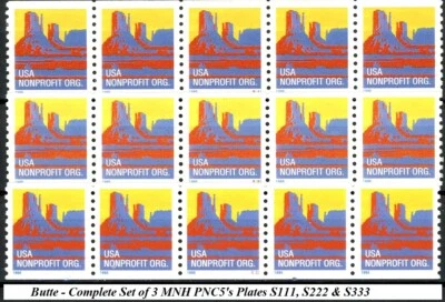 Butte W/A Type Complete Set 3 MNH PNC5's Scott's 2902 Plates S111, S222 & S333 - Image 1 of 2