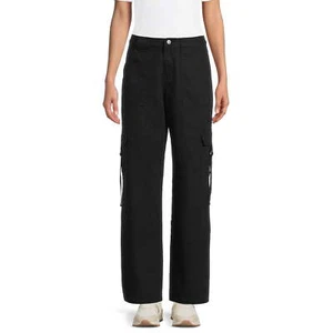 Tinseltown Juniors Twill Cargo Pants, 32" Inseam, Black Size XL (15-17) - Picture 1 of 4